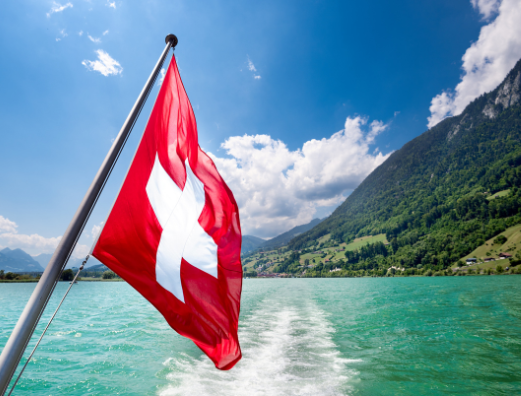 Swiss flag on boat